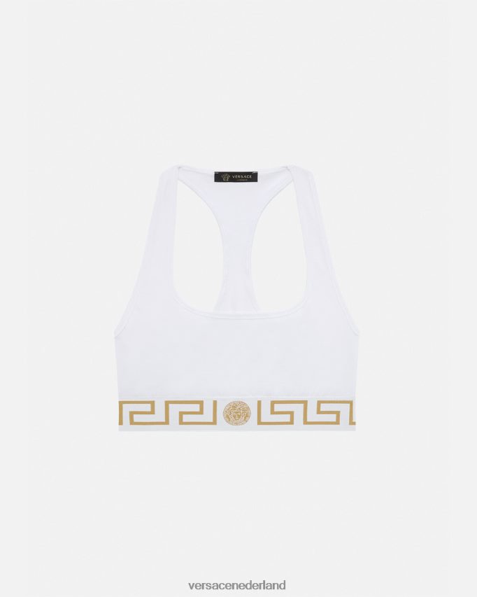 Versace Greca sportbeha met rand vrouwen wit ondergoed en strandkleding J2T4F41038