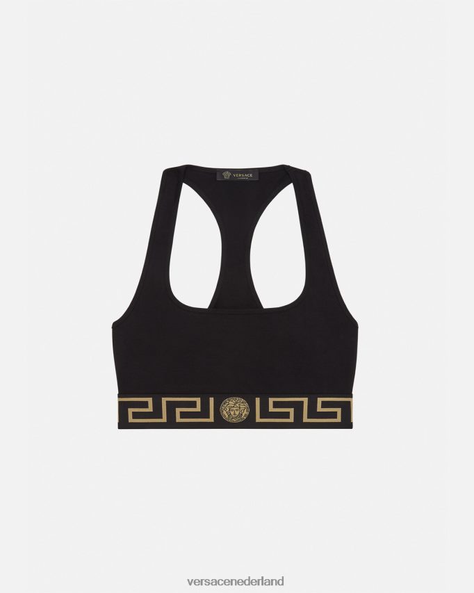 Versace Greca sportbeha met rand vrouwen zwart ondergoed en strandkleding J2T4F41036