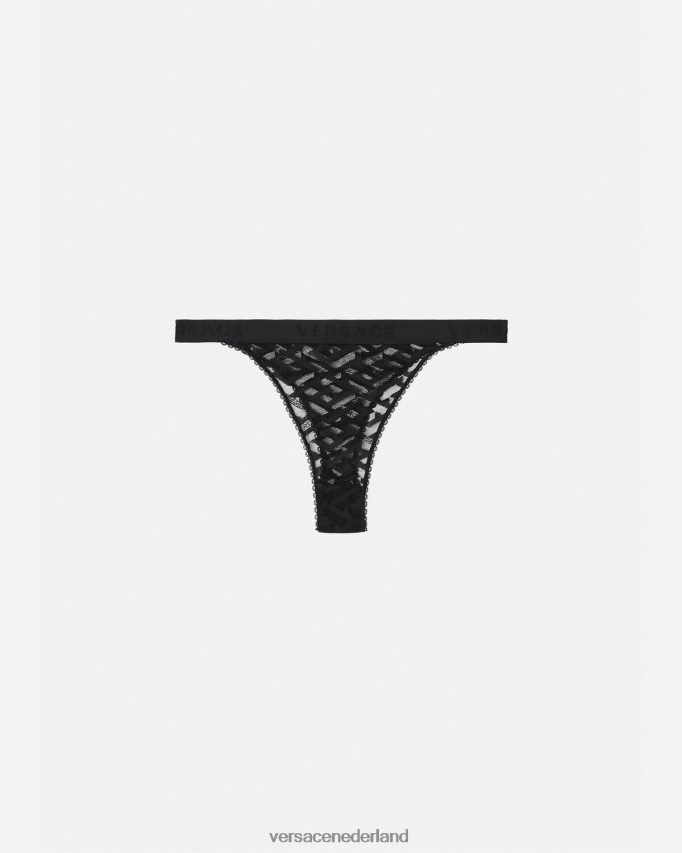 Versace la greca tule string vrouwen zwart ondergoed en strandkleding J2T4F41074