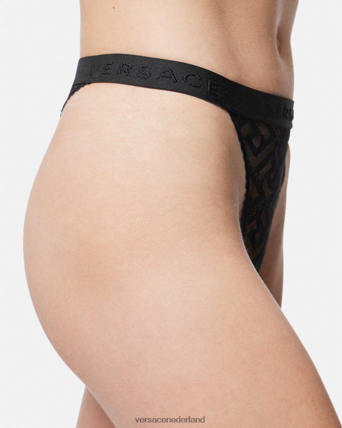 Versace la greca tule string vrouwen zwart ondergoed en strandkleding J2T4F41074