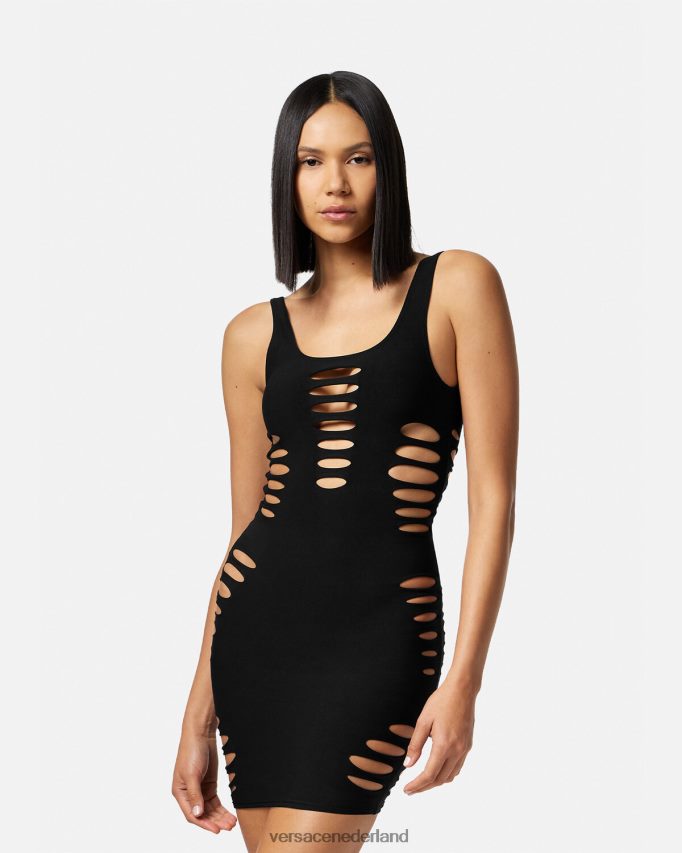 Versace gesneden mini-jurk cover-up vrouwen zwart ondergoed en strandkleding J2T4F41216