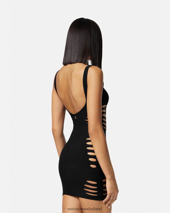 Versace gesneden mini-jurk cover-up vrouwen zwart ondergoed en strandkleding J2T4F41216