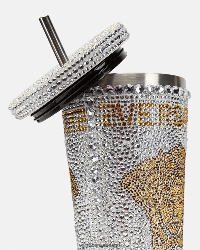 Versace Kristallen Medusa reisbeker vrouwen wit ondergoed en strandkleding J2T4F41205