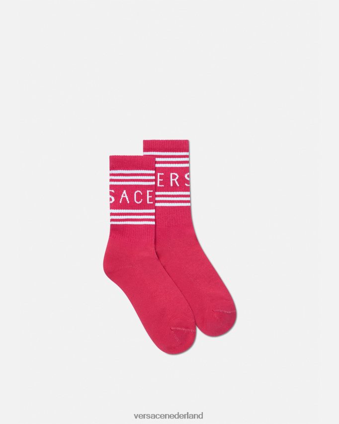 Versace Jaren 90 vintage logo-sokken vrouwen fuchsia ondergoed en strandkleding J2T4F41106