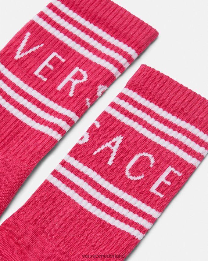 Versace Jaren 90 vintage logo-sokken vrouwen fuchsia ondergoed en strandkleding J2T4F41106