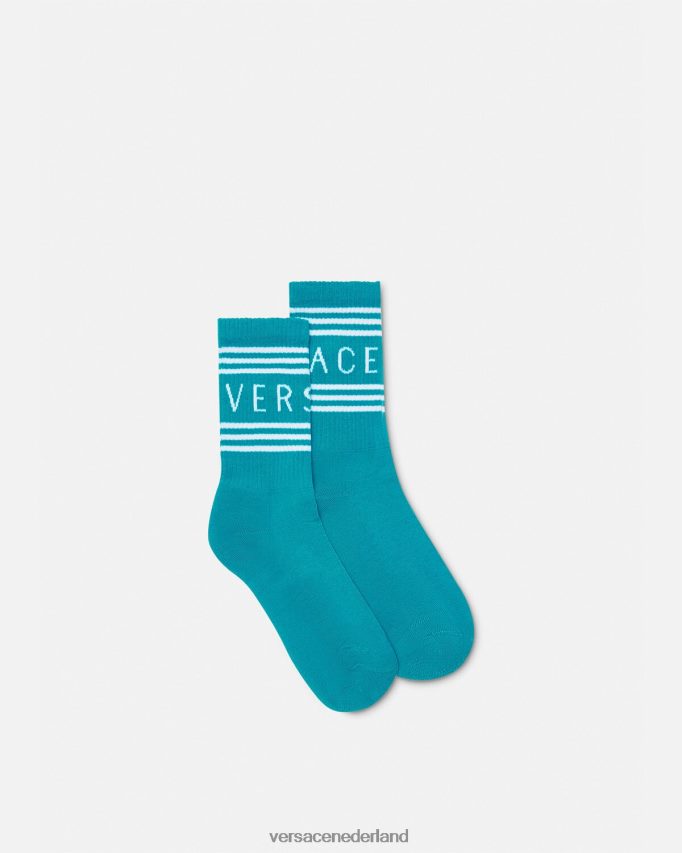 Versace Jaren 90 vintage logo-sokken vrouwen groen water ondergoed en strandkleding J2T4F41107