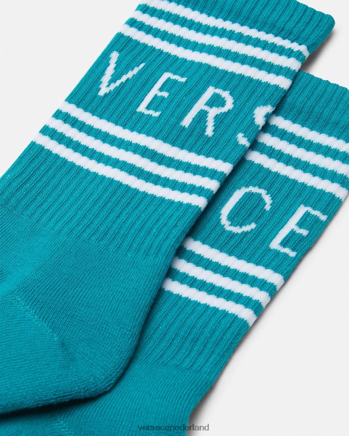 Versace Jaren 90 vintage logo-sokken vrouwen groen water ondergoed en strandkleding J2T4F41107