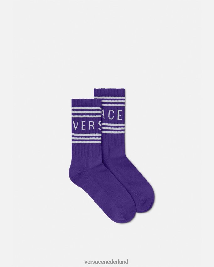 Versace Jaren 90 vintage logo-sokken vrouwen paars ondergoed en strandkleding J2T4F41108
