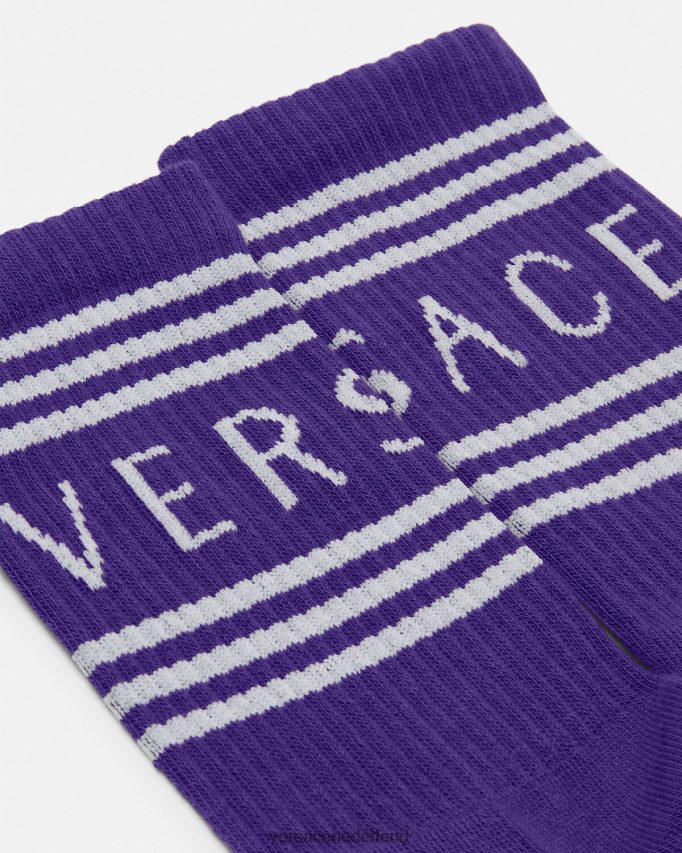 Versace Jaren 90 vintage logo-sokken vrouwen paars ondergoed en strandkleding J2T4F41108
