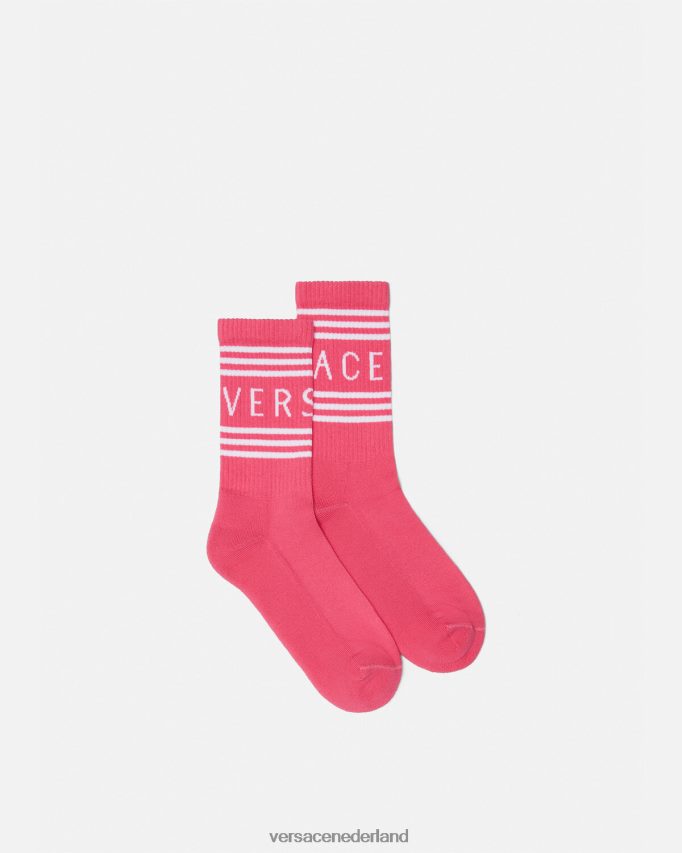 Versace Jaren 90 vintage logo-sokken vrouwen roze ondergoed en strandkleding J2T4F41098