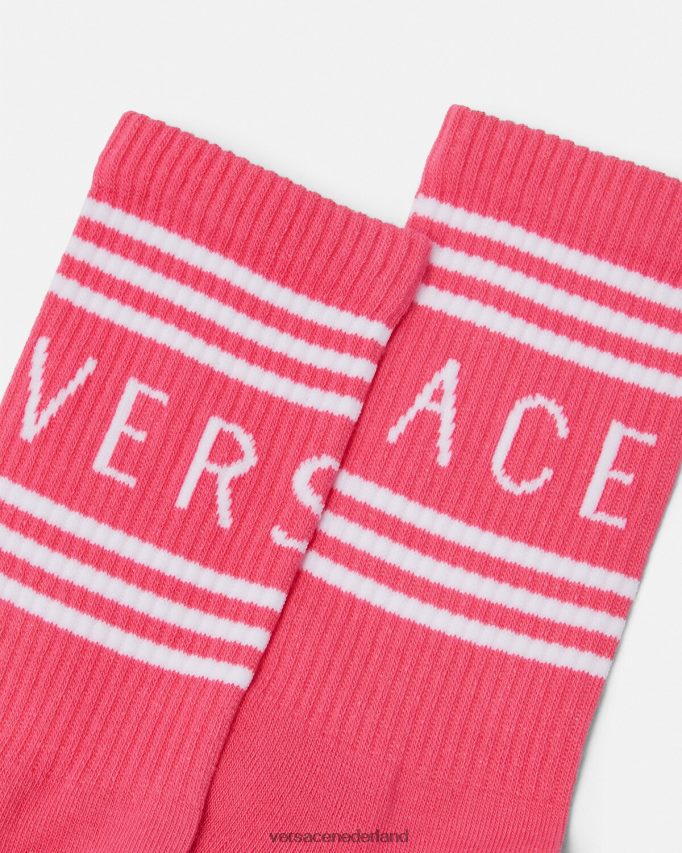 Versace Jaren 90 vintage logo-sokken vrouwen roze ondergoed en strandkleding J2T4F41098