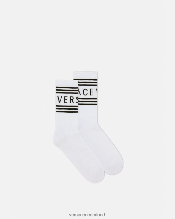 Versace Jaren 90 vintage logo-sokken vrouwen wit ondergoed en strandkleding J2T4F41101