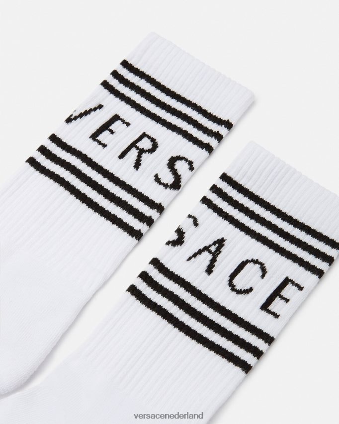 Versace Jaren 90 vintage logo-sokken vrouwen wit ondergoed en strandkleding J2T4F41101
