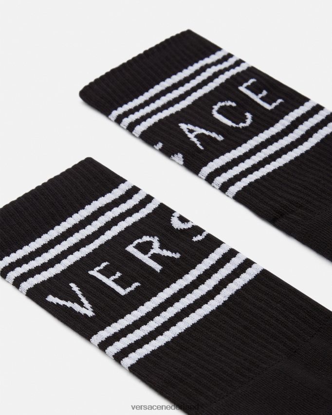 Versace Jaren 90 vintage logo-sokken vrouwen zwart ondergoed en strandkleding J2T4F41102