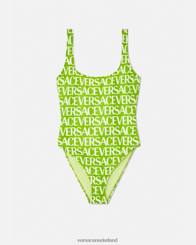 Versace Badpak uit één stuk met logo vrouwen groen & afdrukken ondergoed en strandkleding J2T4F41171
