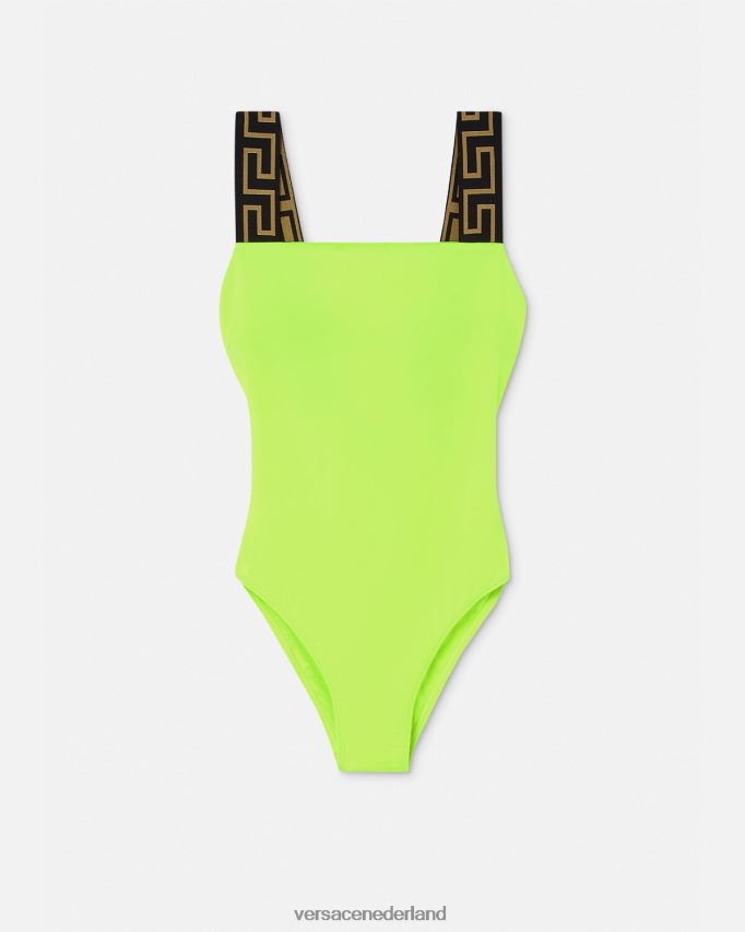 Versace Greca badpak uit één stuk met rand vrouwen limoen ondergoed en strandkleding J2T4F41179