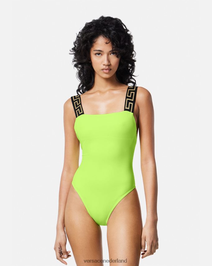 Versace Greca badpak uit één stuk met rand vrouwen limoen ondergoed en strandkleding J2T4F41179