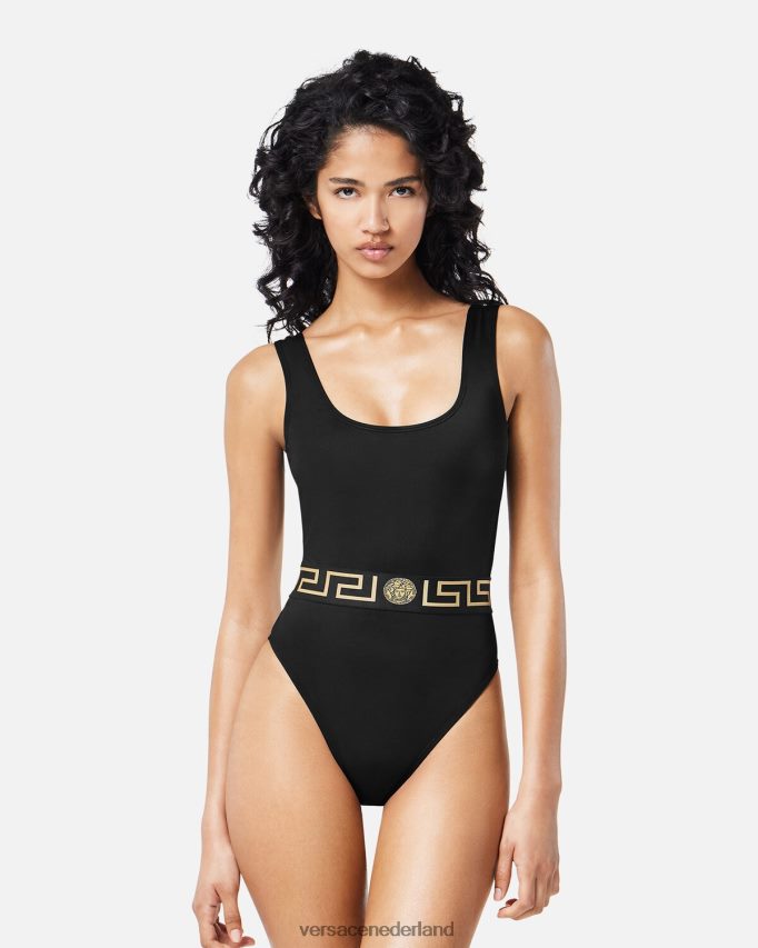 Versace Greca badpak uit één stuk vrouwen zwart ondergoed en strandkleding J2T4F41158