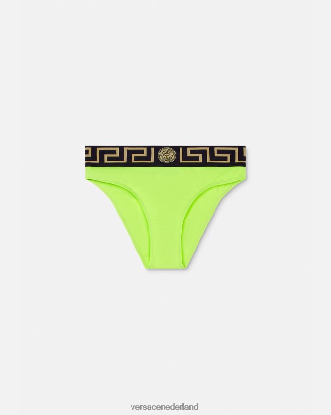 Versace Greca bikinibroekje met rand vrouwen limoen ondergoed en strandkleding J2T4F41176