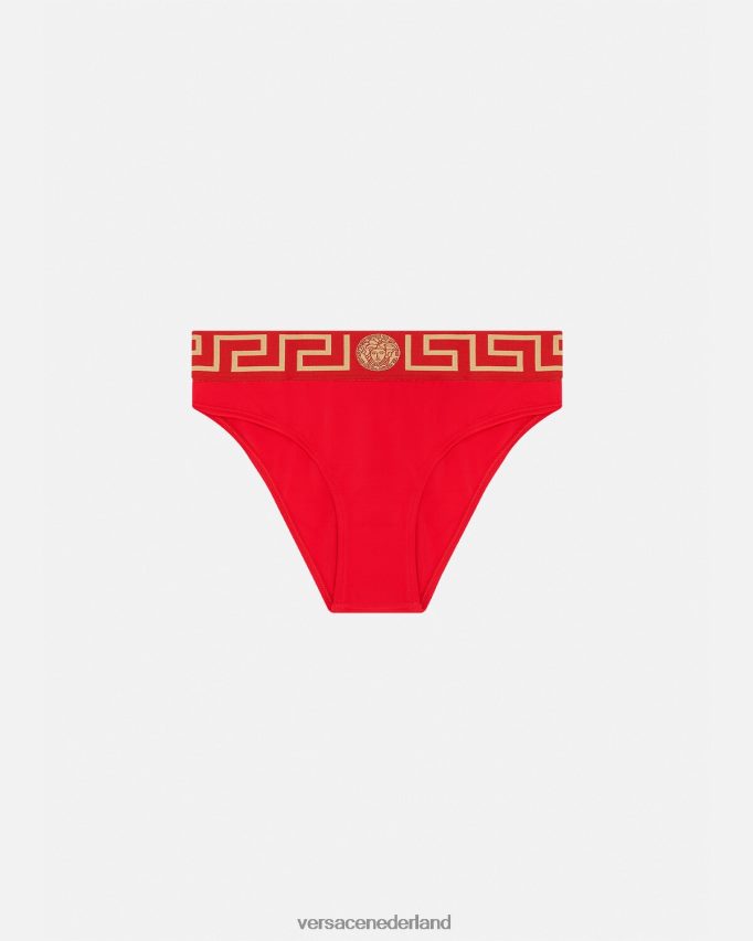 Versace Greca bikinibroekje met rand vrouwen rood ondergoed en strandkleding J2T4F41155