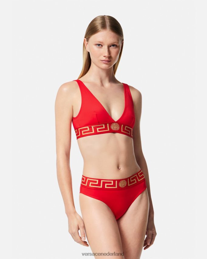 Versace Greca bikinibroekje met rand vrouwen rood ondergoed en strandkleding J2T4F41155