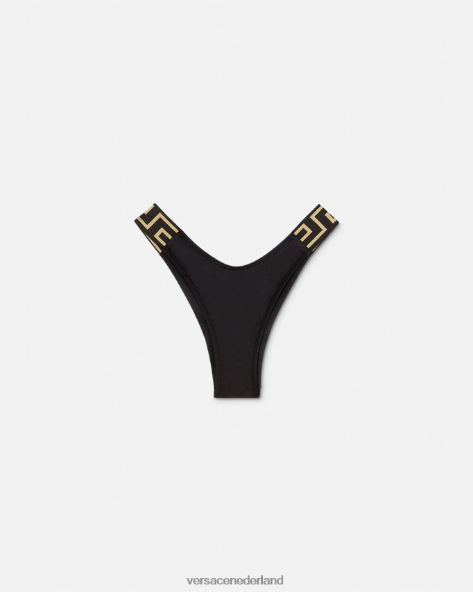 Versace Greca bikinibroekje met rand vrouwen zwart ondergoed en strandkleding J2T4F41157