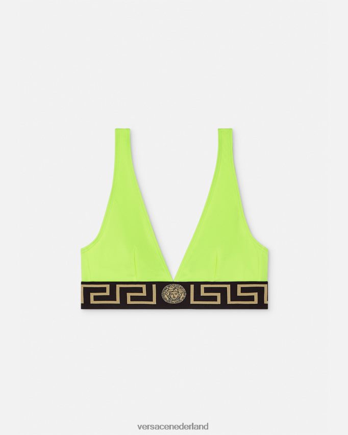 Versace Greca bikinitopje met rand vrouwen limoen ondergoed en strandkleding J2T4F41175