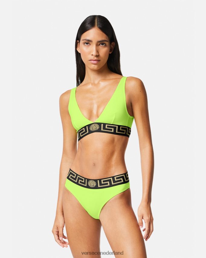 Versace Greca bikinitopje met rand vrouwen limoen ondergoed en strandkleding J2T4F41175