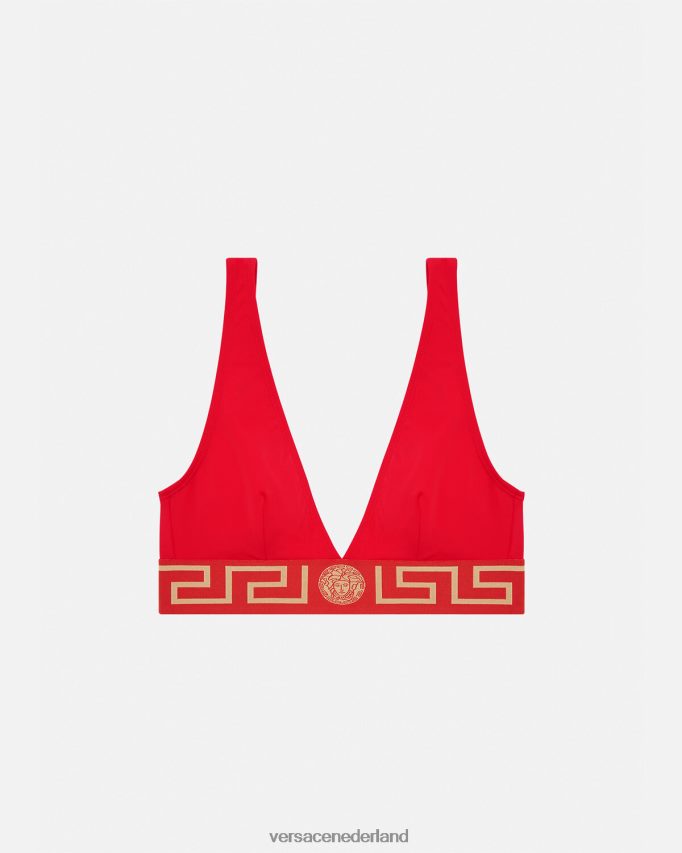 Versace Greca bikinitopje met rand vrouwen rood ondergoed en strandkleding J2T4F41151