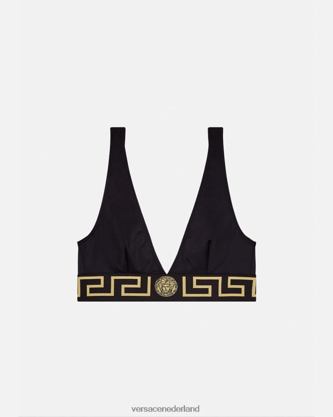 Versace Greca bikinitopje met rand vrouwen zwart ondergoed en strandkleding J2T4F41152