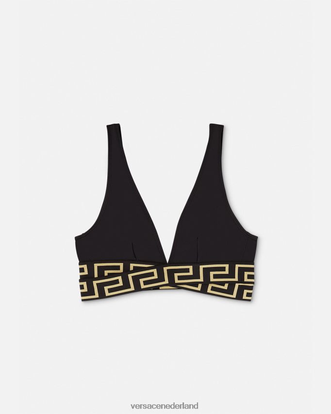 Versace Greca driehoekige bikinitop met rand vrouwen zwart ondergoed en strandkleding J2T4F41150