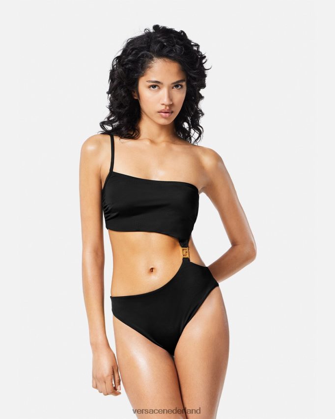 Versace Greca uitgesneden badpak vrouwen zwart ondergoed en strandkleding J2T4F41181