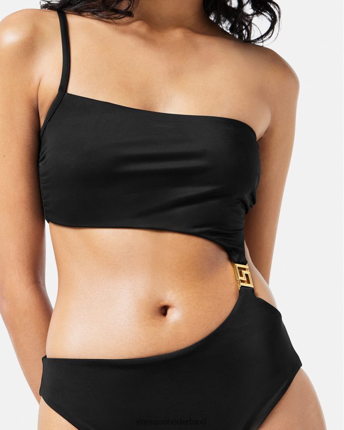 Versace Greca uitgesneden badpak vrouwen zwart ondergoed en strandkleding J2T4F41181