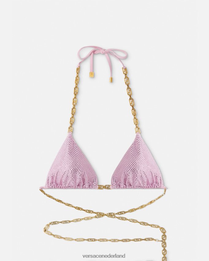 Versace Kristallen Greca bikinitopje vrouwen roze ondergoed en strandkleding J2T4F41125