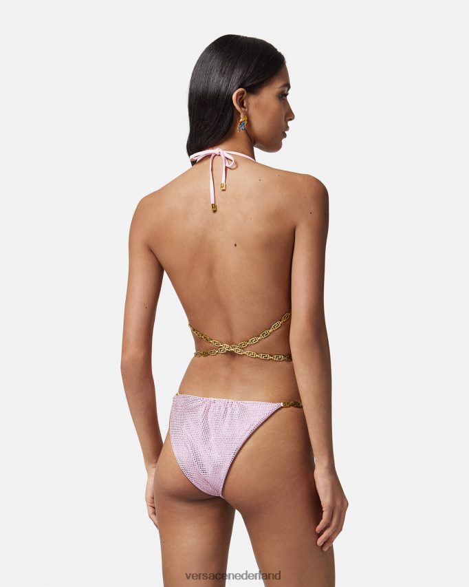 Versace Kristallen Greca bikinitopje vrouwen roze ondergoed en strandkleding J2T4F41125