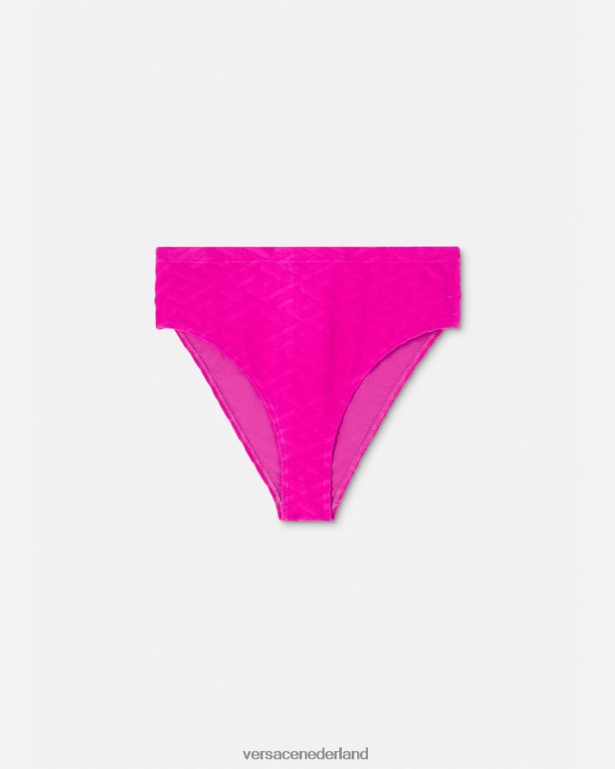 Versace La Greca bikinibroekje met hoge taille vrouwen fuchsia ondergoed en strandkleding J2T4F41183
