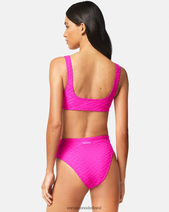 Versace La Greca bikinibroekje met hoge taille vrouwen fuchsia ondergoed en strandkleding J2T4F41183