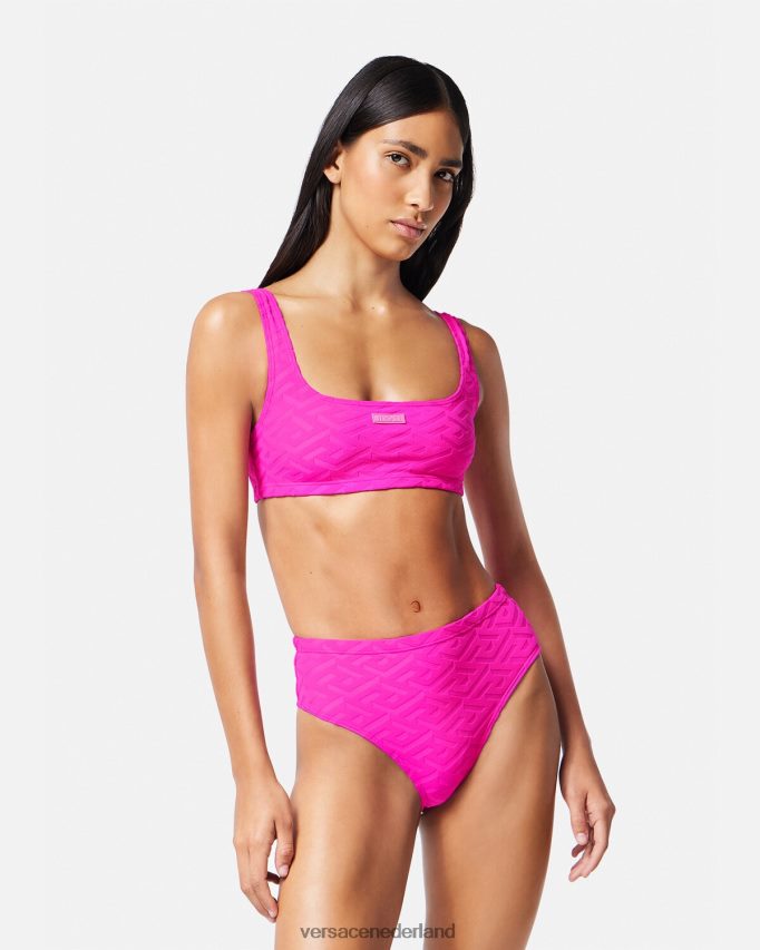 Versace La Greca handdoek bikinitop vrouwen fuchsia ondergoed en strandkleding J2T4F41182
