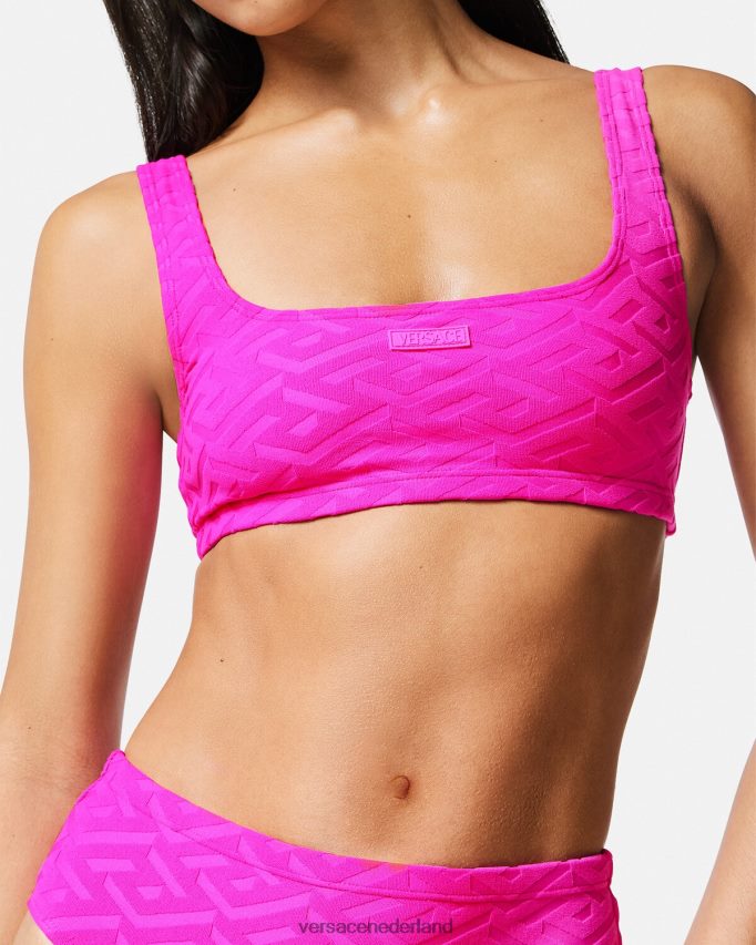 Versace La Greca handdoek bikinitop vrouwen fuchsia ondergoed en strandkleding J2T4F41182
