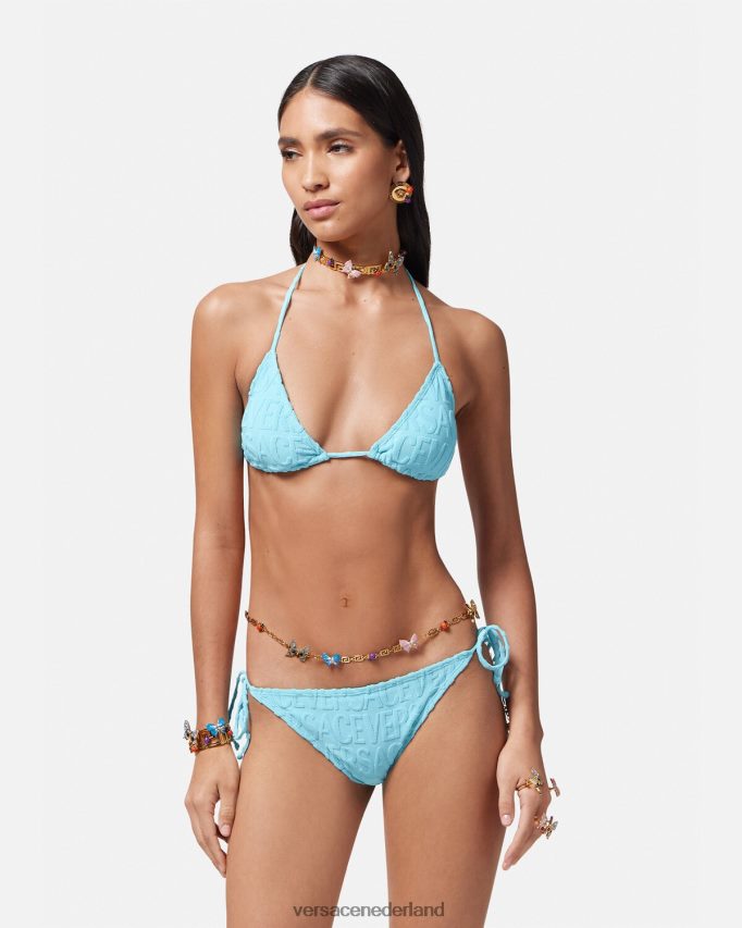 Versace allover bikinibroekje van handdoek vrouwen lichtblauw ondergoed en strandkleding J2T4F41121