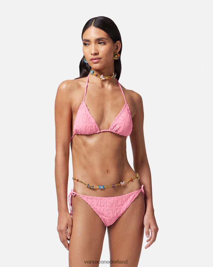 Versace allover bikinibroekje van handdoek vrouwen roze ondergoed en strandkleding J2T4F41120
