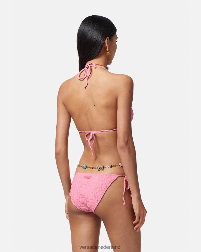 Versace allover bikinibroekje van handdoek vrouwen roze ondergoed en strandkleding J2T4F41120