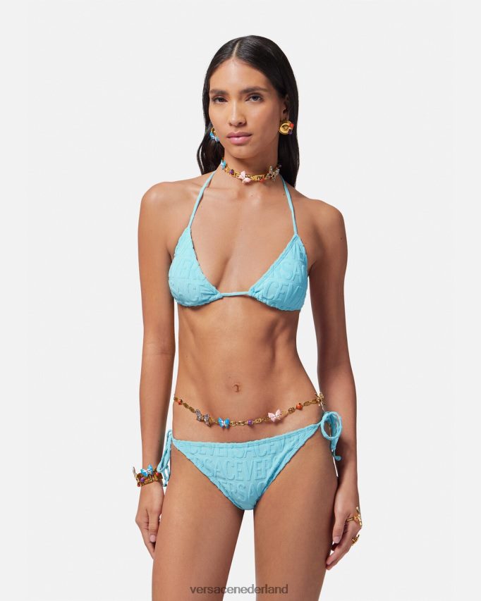 Versace allover handdoek bikinitop vrouwen lichtblauw ondergoed en strandkleding J2T4F41119