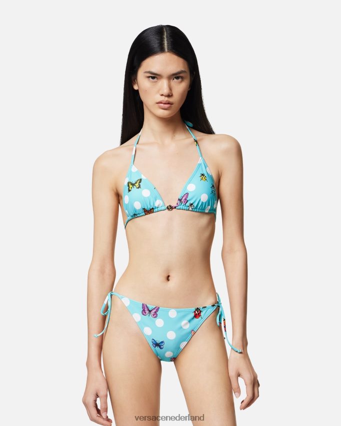 Versace bikinibroekje met vlinders vrouwen blauw ondergoed en strandkleding J2T4F41132