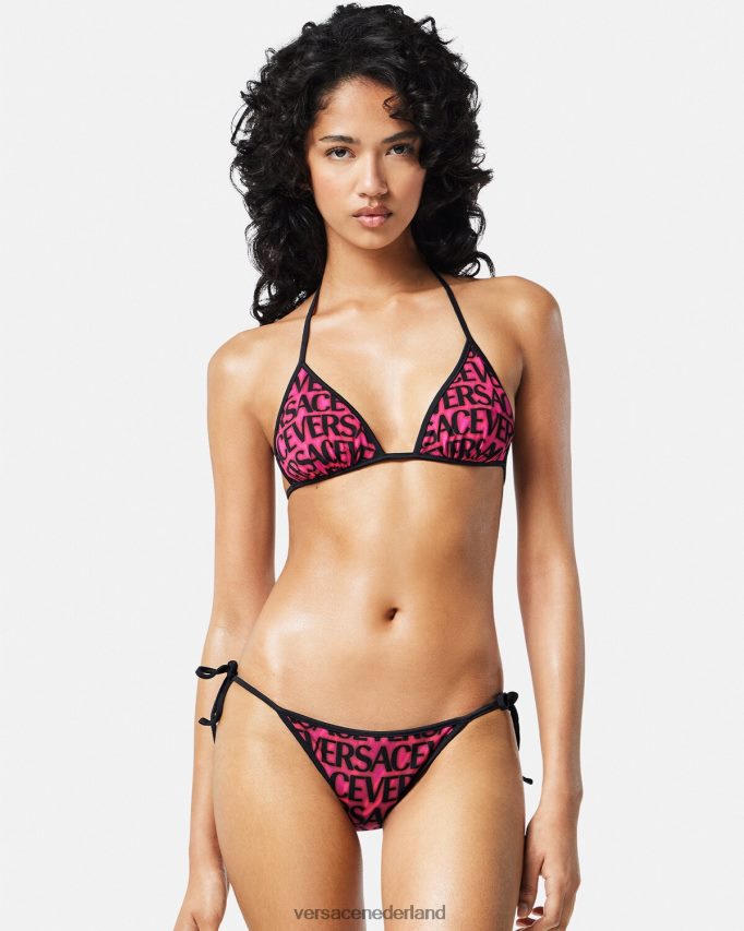 Versace omkeerbaar all-over bikinibroekje vrouwen fuchsia & print ondergoed en strandkleding J2T4F41168
