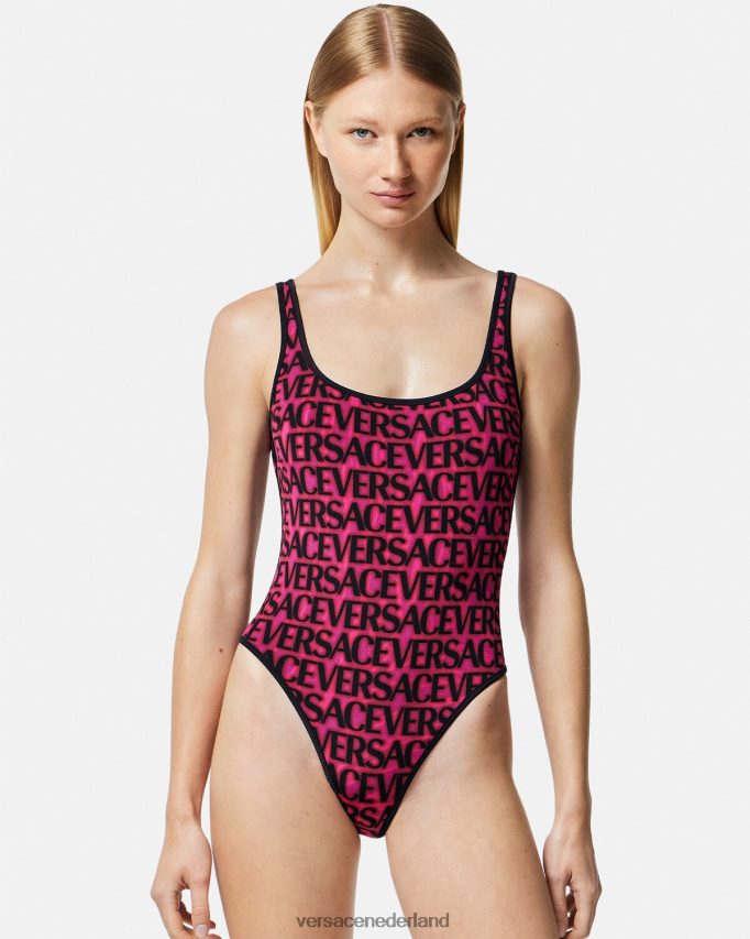 Versace omkeerbaar badpak vrouwen fuchsia & print ondergoed en strandkleding J2T4F41170