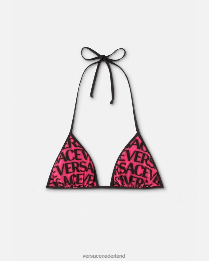 Versace omkeerbare all-over bikinitop vrouwen fuchsia & print ondergoed en strandkleding J2T4F41165