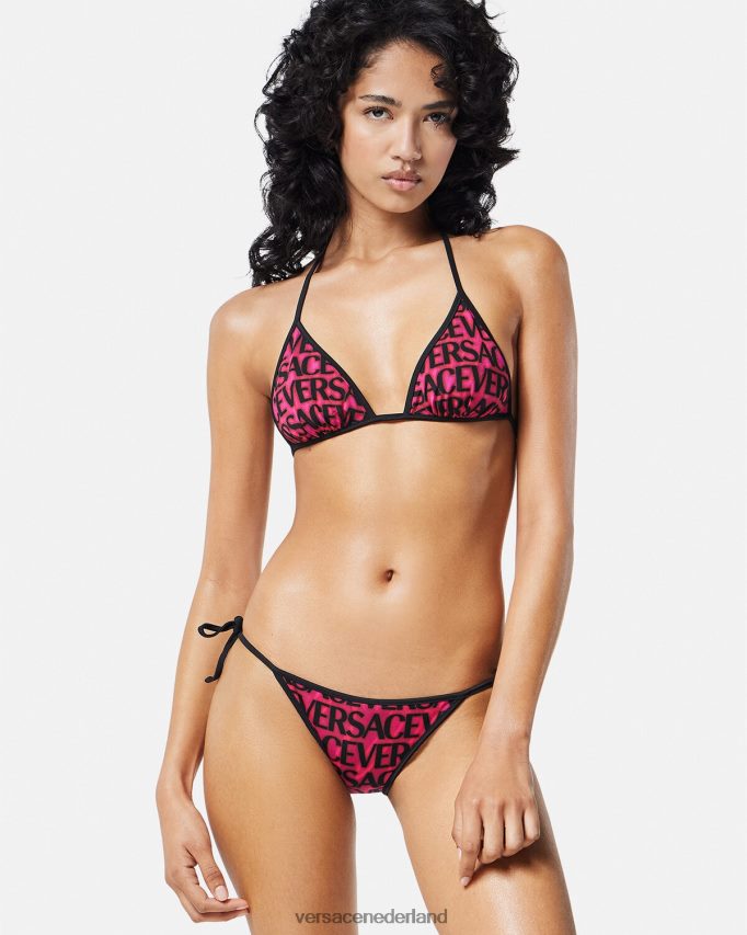 Versace omkeerbare all-over bikinitop vrouwen fuchsia & print ondergoed en strandkleding J2T4F41165