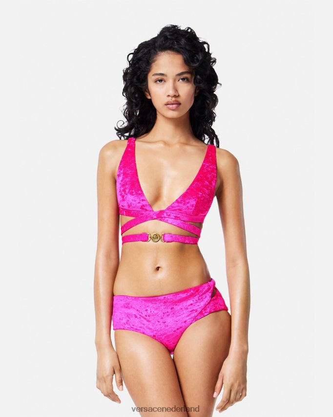 Versace opgerolde fluwelen bikinibroekje vrouwen fuchsia ondergoed en strandkleding J2T4F41174