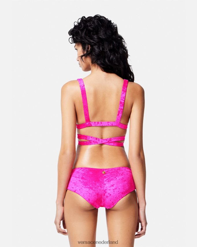 Versace opgerolde fluwelen bikinibroekje vrouwen fuchsia ondergoed en strandkleding J2T4F41174
